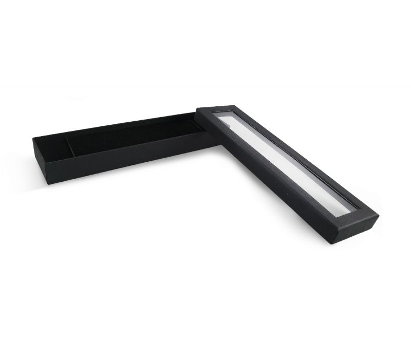 קופסת קרטון שחורה חלקה עם חלון לצמיד ארוך 20X5.50X250