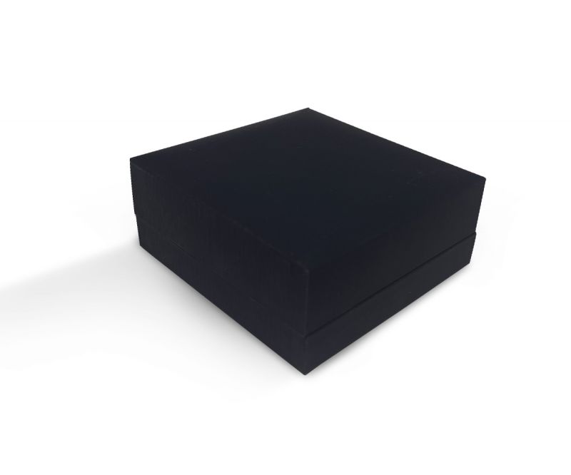 קופסה דמוי עור שחורה שטוחה לעגיל/תליון 6.9X6.3